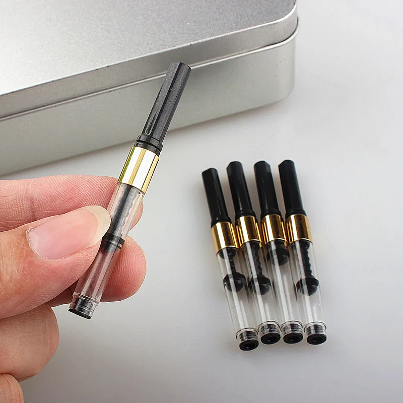 5Pcs golden caliber 3.4mm Plastic Pump Cartridges Fountain Pen Converter Stationery Office School Supplies Writing