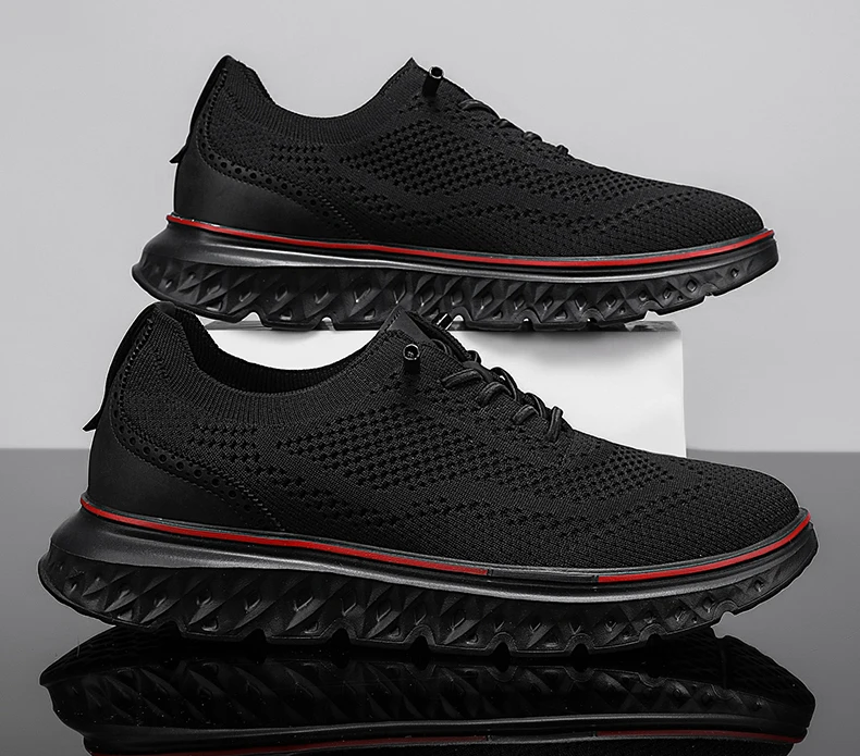 Pair of brown mesh sneakers with soft soles placed on a concrete surface, highlighting breathable texture and sporty silhouette958745