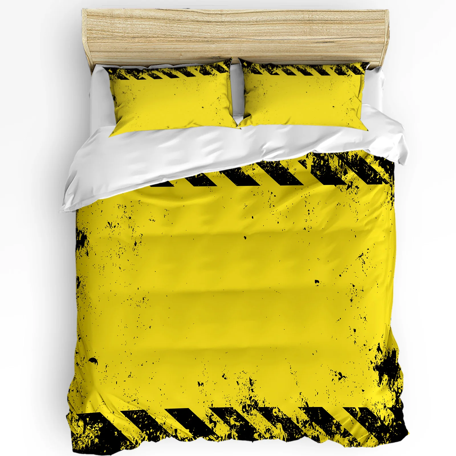 黄色の羽毛布団カバー付き寝具セットダブルホームテキスタイル掛け布団カバー枕カバー寝室用寝具セット-シートなし