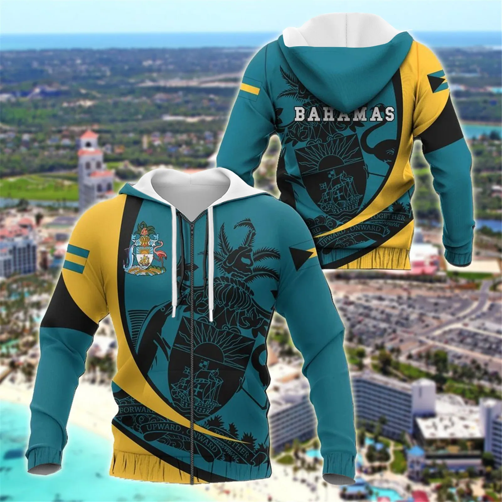 

HX Bahamas Hoodies Fashion Mens Sweatshirts National Regional Flag Printed Coats Harajuku Pullovers Tops Men Clothing