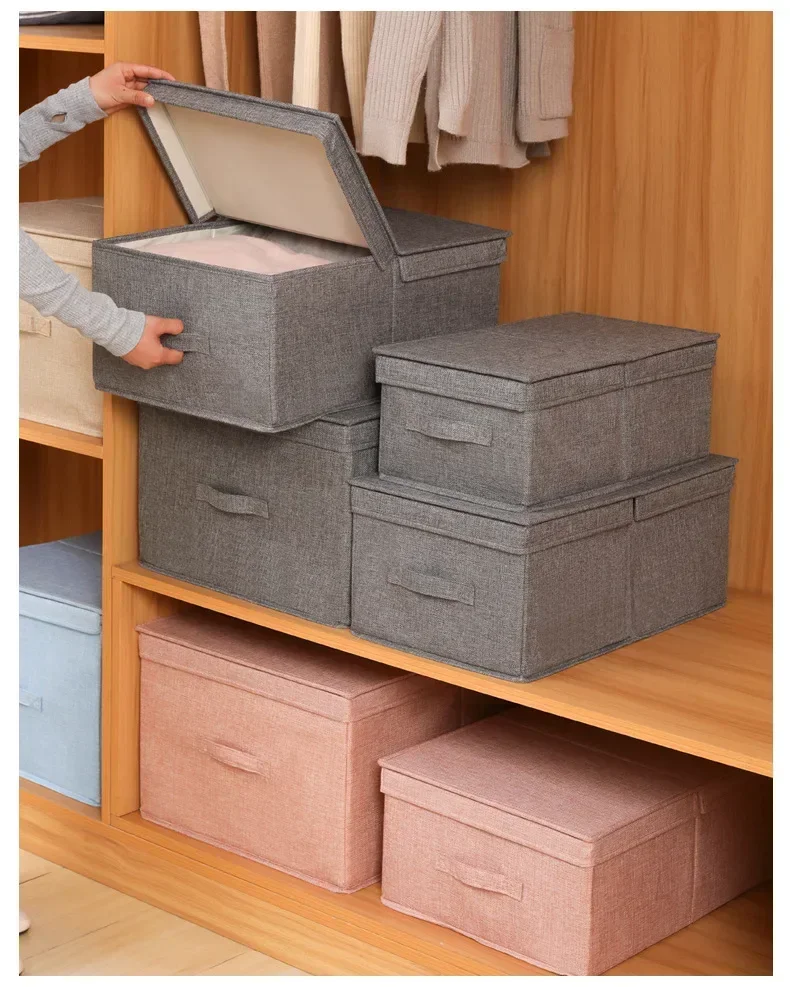 

Чемодан для хранения одежды и одеял из хлопка и льна, складная переносная коробка-органайзер для дома