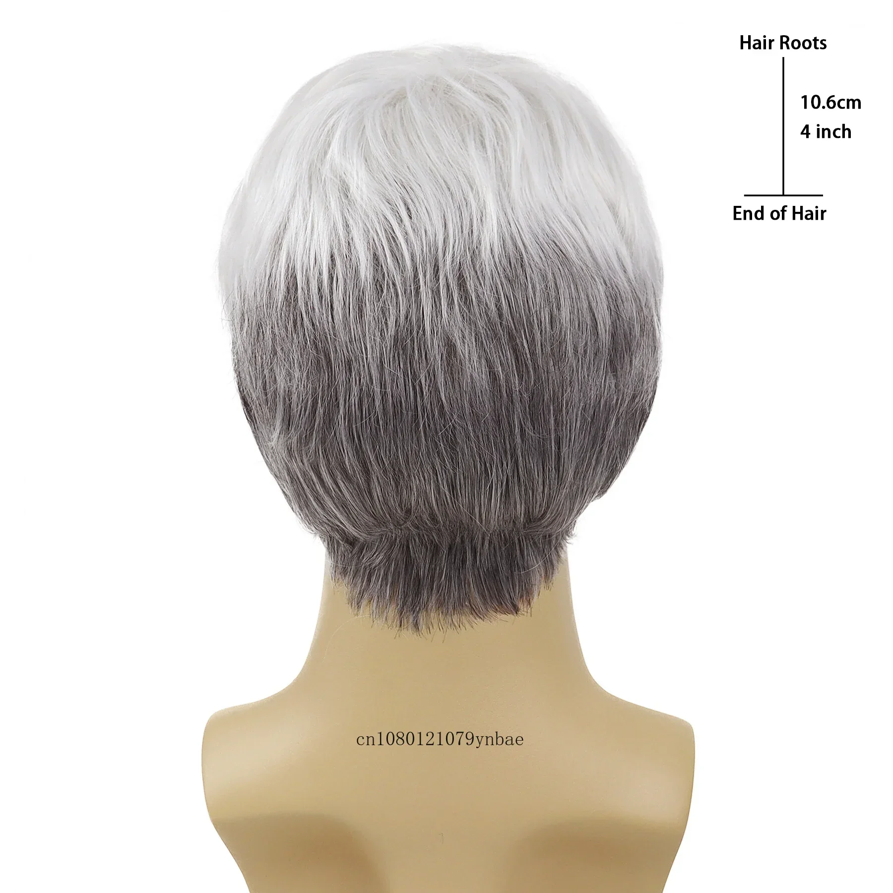 Blanche Wigs for Old Men Synthetic Short Haircuts White Mix Grey Wig with Beard Moustache Cosplay Costume Elderly Grandpa Wig