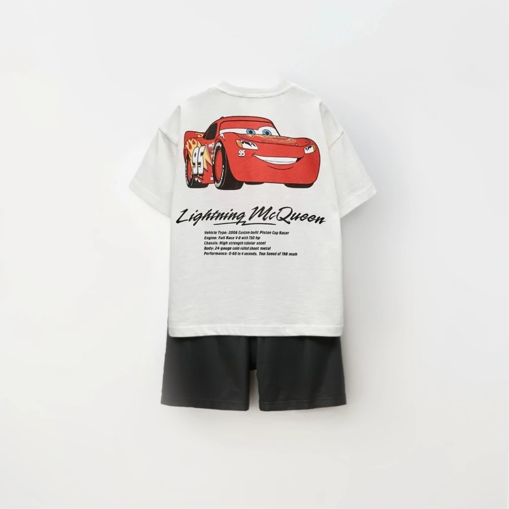 Children's Lightweight Short Sleeved Shorts Set For Boys And Girls Summer Disney Mcqueen Car Printed Children's Clothing Set 3