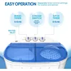 ROVSUN 11LBS Portable Washing Machine, Electric Washer and Dryer Combo with Washer(7lbs) & Spiner(4lbs) & Gravity Draining for 4