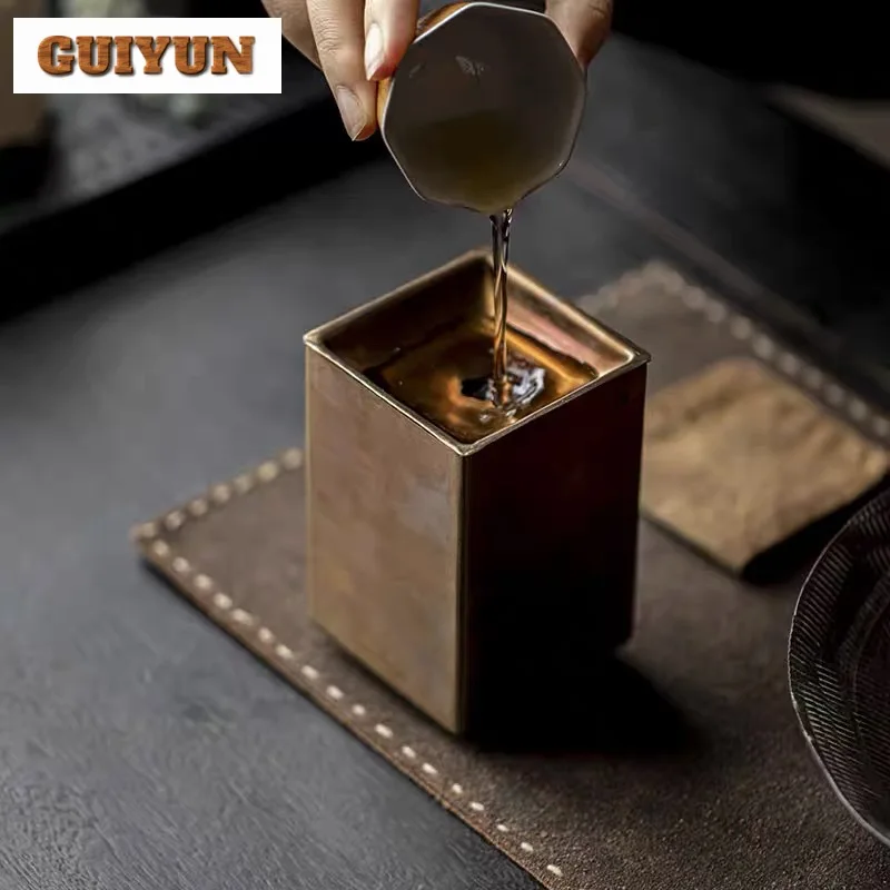 350ml Handmade 304 Stainless Steel Square Jianshui Pot Holder Washing Cup Bowl Writing-brush Washer Chaxi Supplies Ornaments