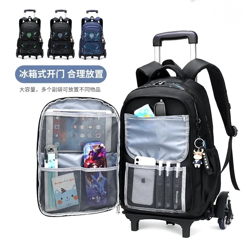 

Children Waterproof Rolling School Bags Backpack on Wheels Large Capacity Child Backpack with School Wheels Detachable Luggage