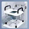 Commode Toilet Squat Toilet Converted To Toilet Seat, No Punching Foldable Elderly Bathroom Commode Chair for Disabled Armrest 6