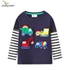 Jumping Meters 2-7T New Arrival Striped Animals Embroidery Boys Tshirts Autumn Winter Children's Clothes Long Sleeve Kids Tops 6