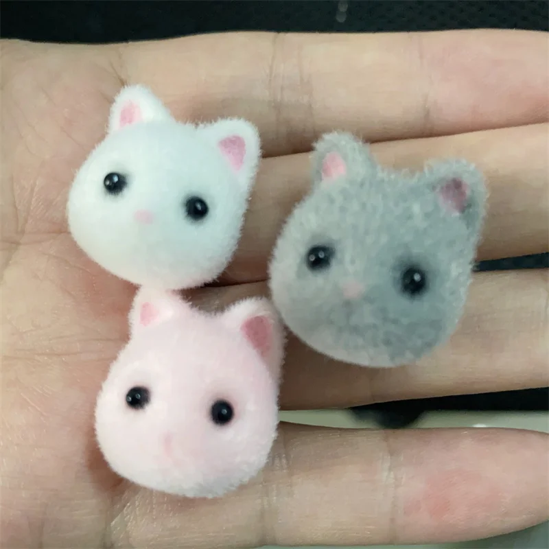 New style 30pcs/lot color flocking cartoon bears heads shape animals beads diy jewelry garment/keychain accessory