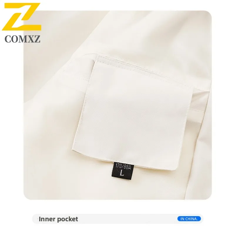 COMXZ Mens Jacket Durable Hiking Rock Climbing Windproof Motorcycle Coats 2025 Premium Hooded Travel Autumn New Outerwear