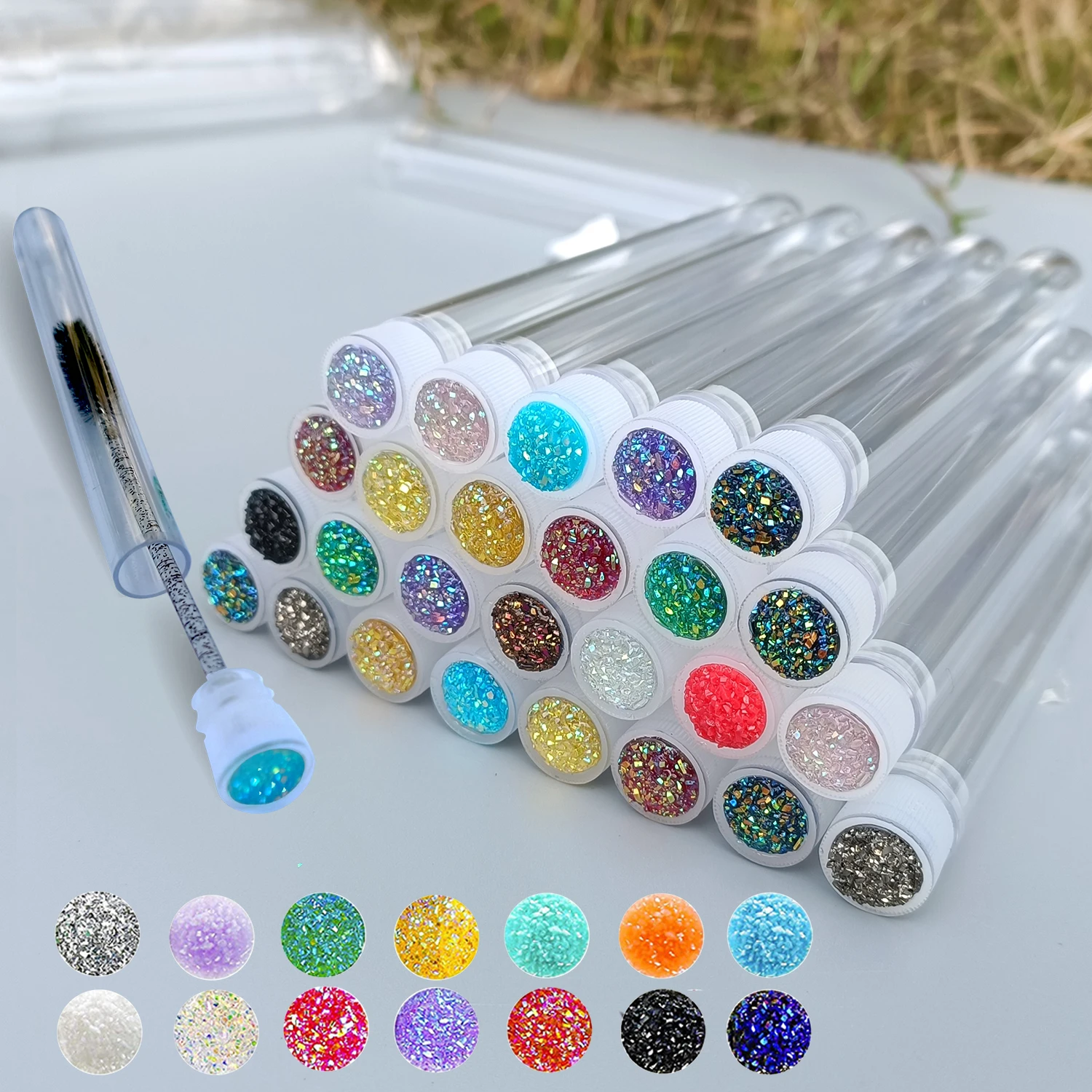50pcs Reusable Eyelash Brush Tube Eye Lash Brush Eyebrow Brush Resin