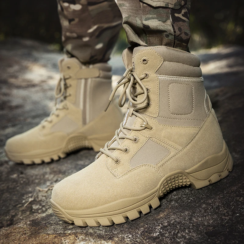 

Tactical Nato Boots Anti-mined 47size Beige Military Combat Boots for Men Outdoor Hiking Ankle Climbing Desert Safety Man Work