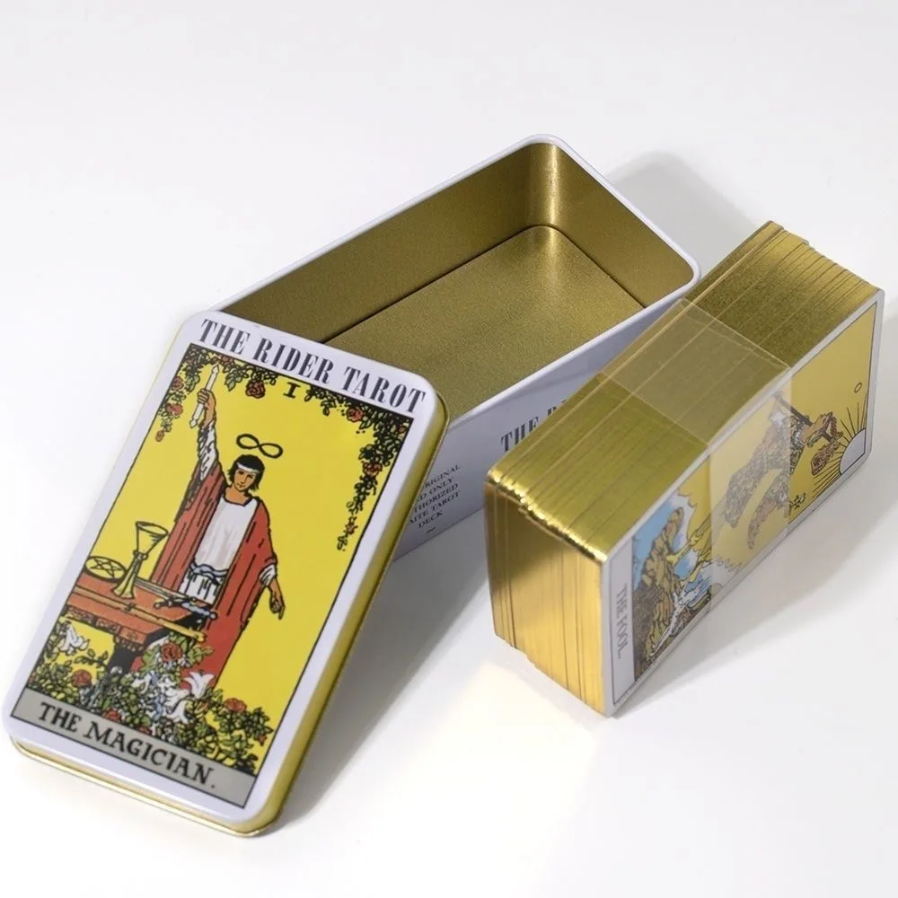 The Rider Tarot with Tin Box Tarot Cards Gilded Edge with Paper Guidebook Oracle Tarot Game Deck Party Astrology Cards Oracle 3