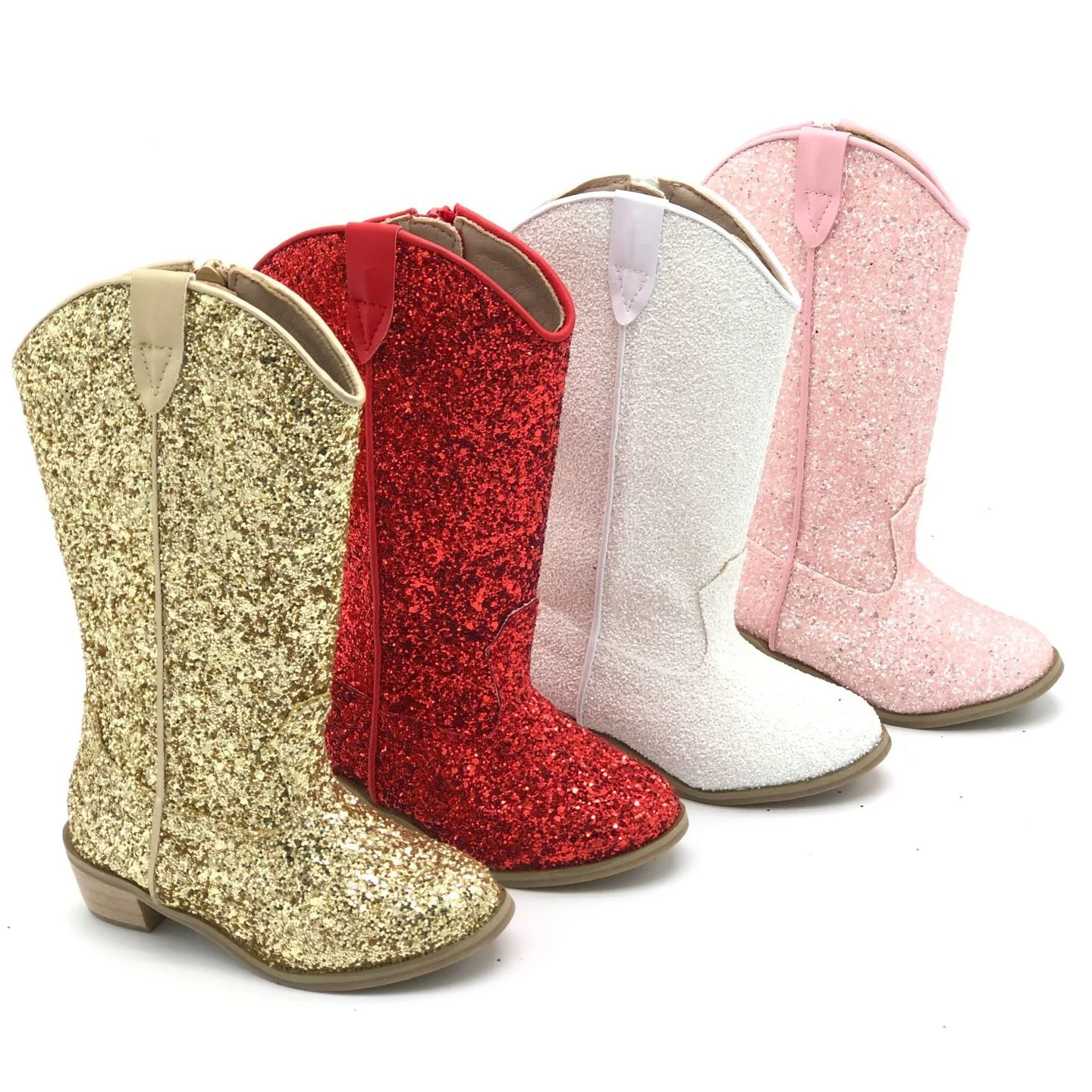 GirlsKneeHighCowboyWesternBootsGlitterSequinBootAutumnWinter