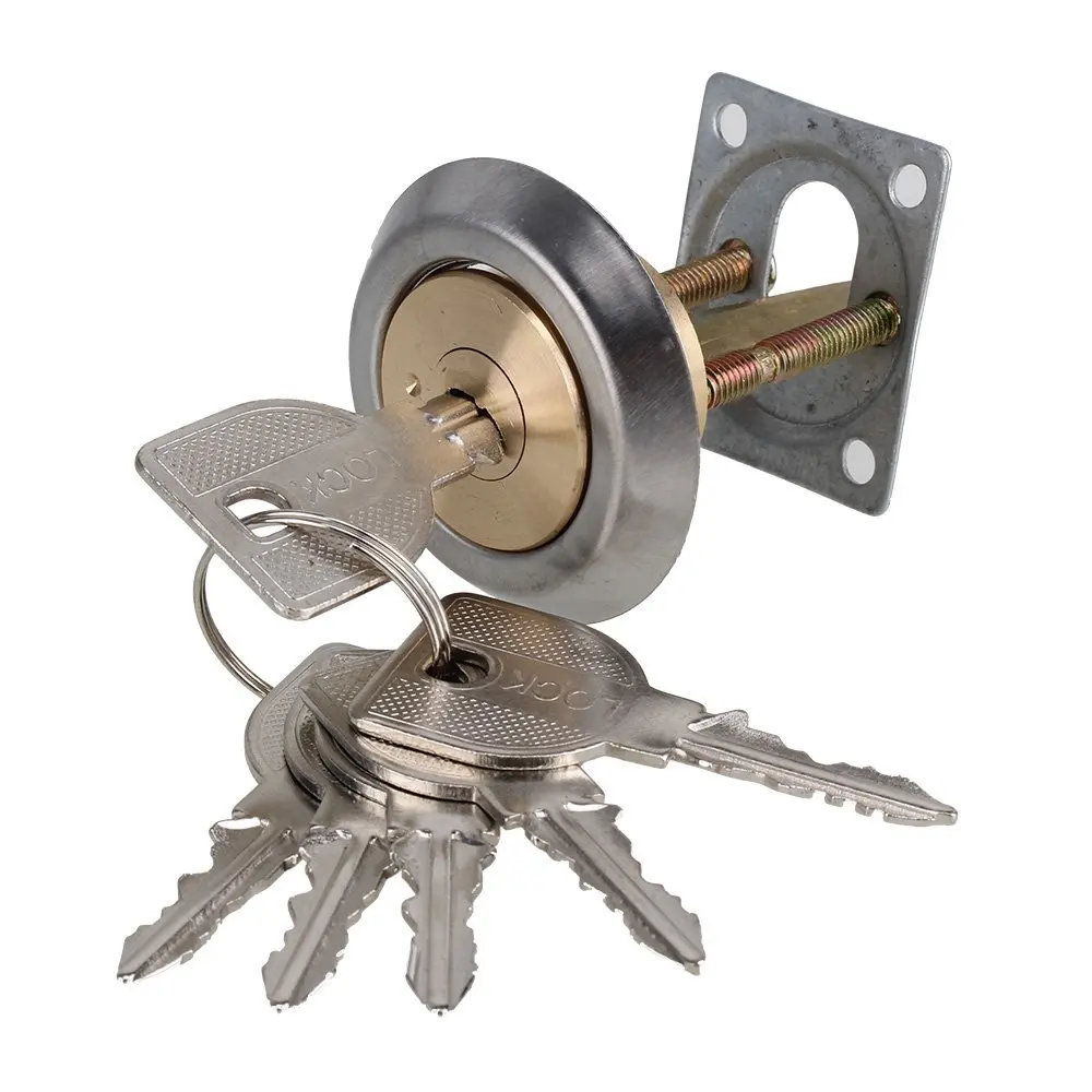 Brass Replacement Mortise Rim Cylinder Door Night Latch Lock Crescent Shaped Nightlatch + 6 Keys