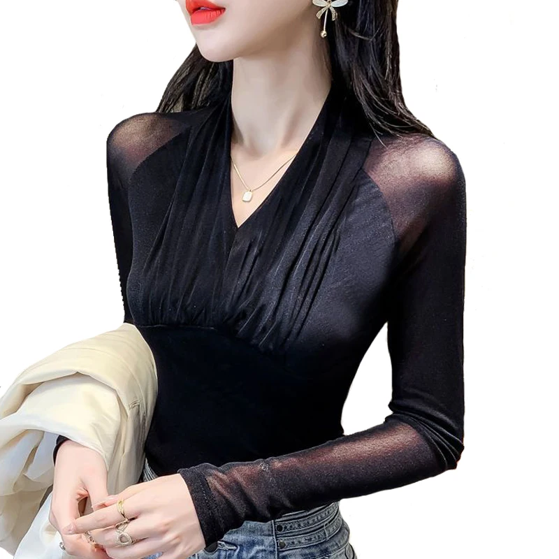 Sexy-Long-sleeve-Mesh-t-shirt-Autumn-Winter-Women-bottoming-shirt-V