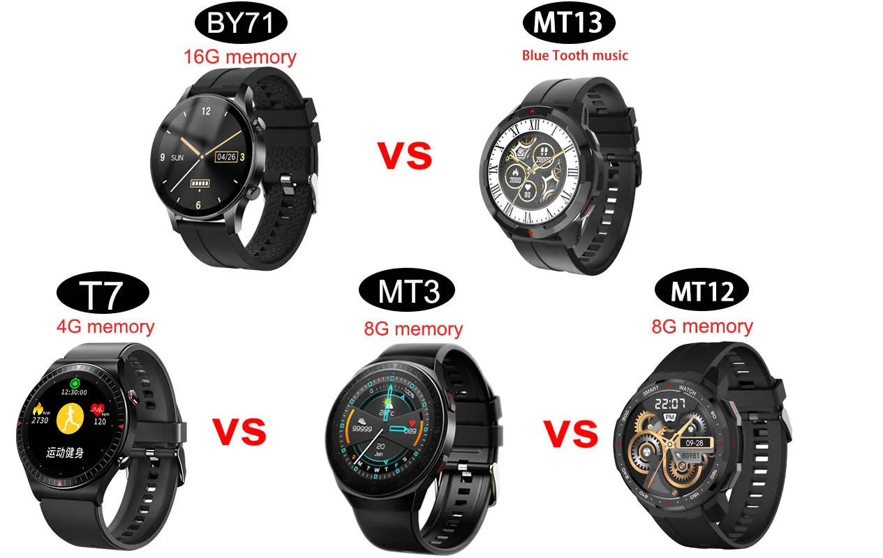 8G Memory Music MT3 Smart Watch Sound Record Storage Blue Tooth Call Smartwatch For Men Women Blood Pressure Fitness Tracker