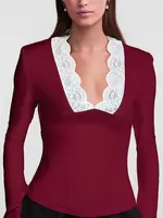 Printemps nouvelles femmes T-shirt Streetwear mode manches longues décontracté mince t-shirts noir Sexy dentelle profonde col en v élégant dame t-shirts vêtements 5