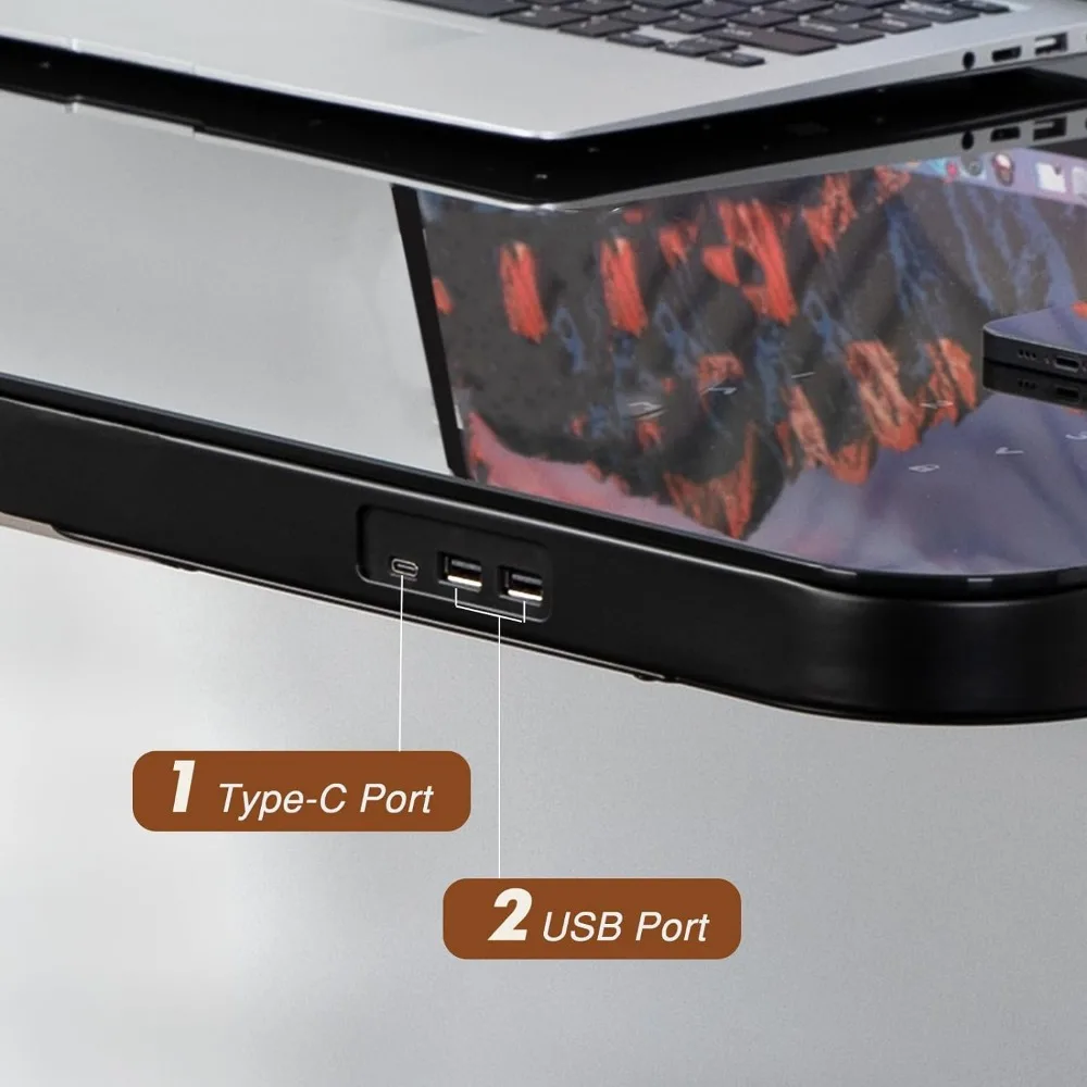 Electric Glass Standing Desk with Touch Control, Dual Motor Height Adjustable Desk with Drawer,Wireless Charging and 3 USB Ports 6