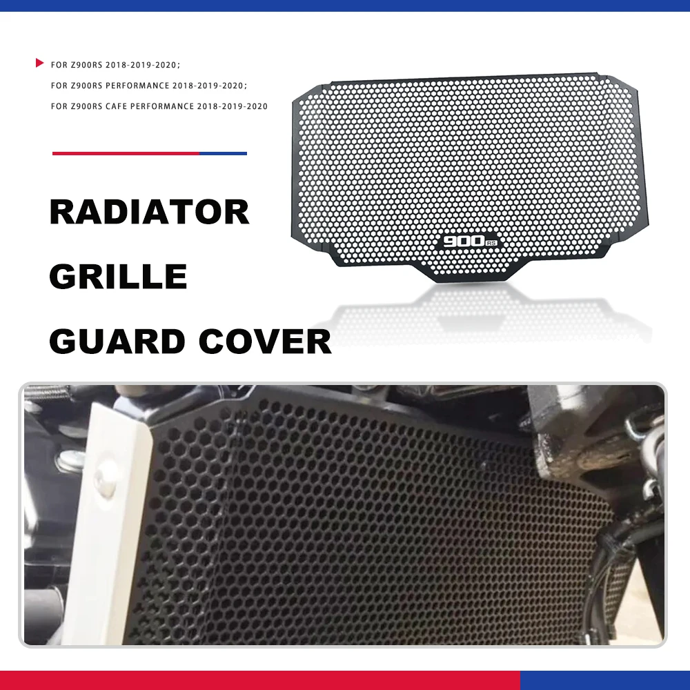 

Black Radiator Grille Oil Cooler Guard Cover Shield Protector Radiator Grill With Logo For Kawasaki Z900RS Cafe Performance