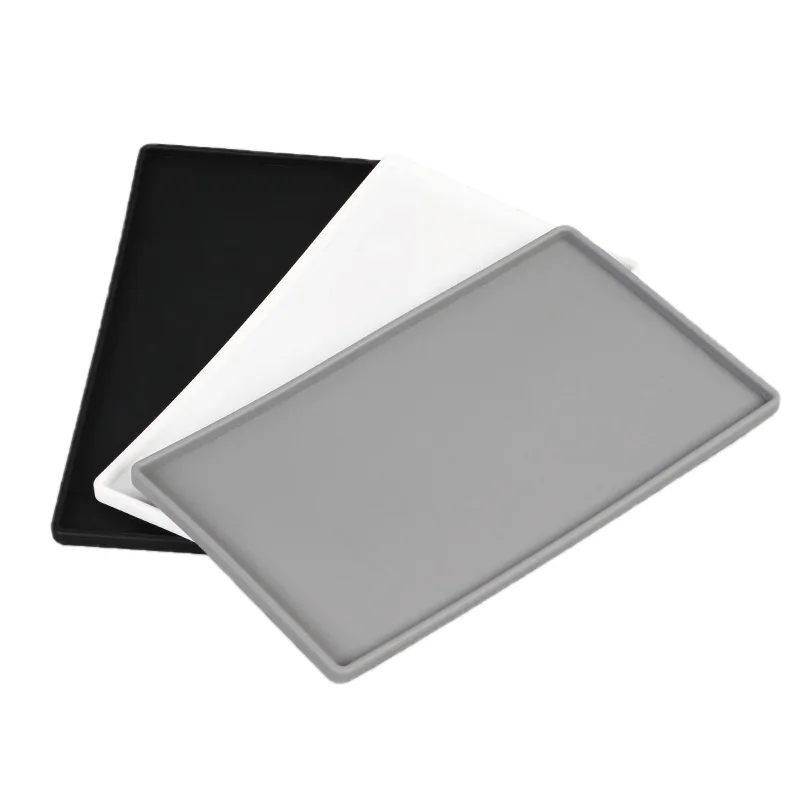 Silicone Plastic Flat Tray Square Mobile Holder Bathroom Soap Tray Coffee Tea Cutlery Holder 1pc tea tray