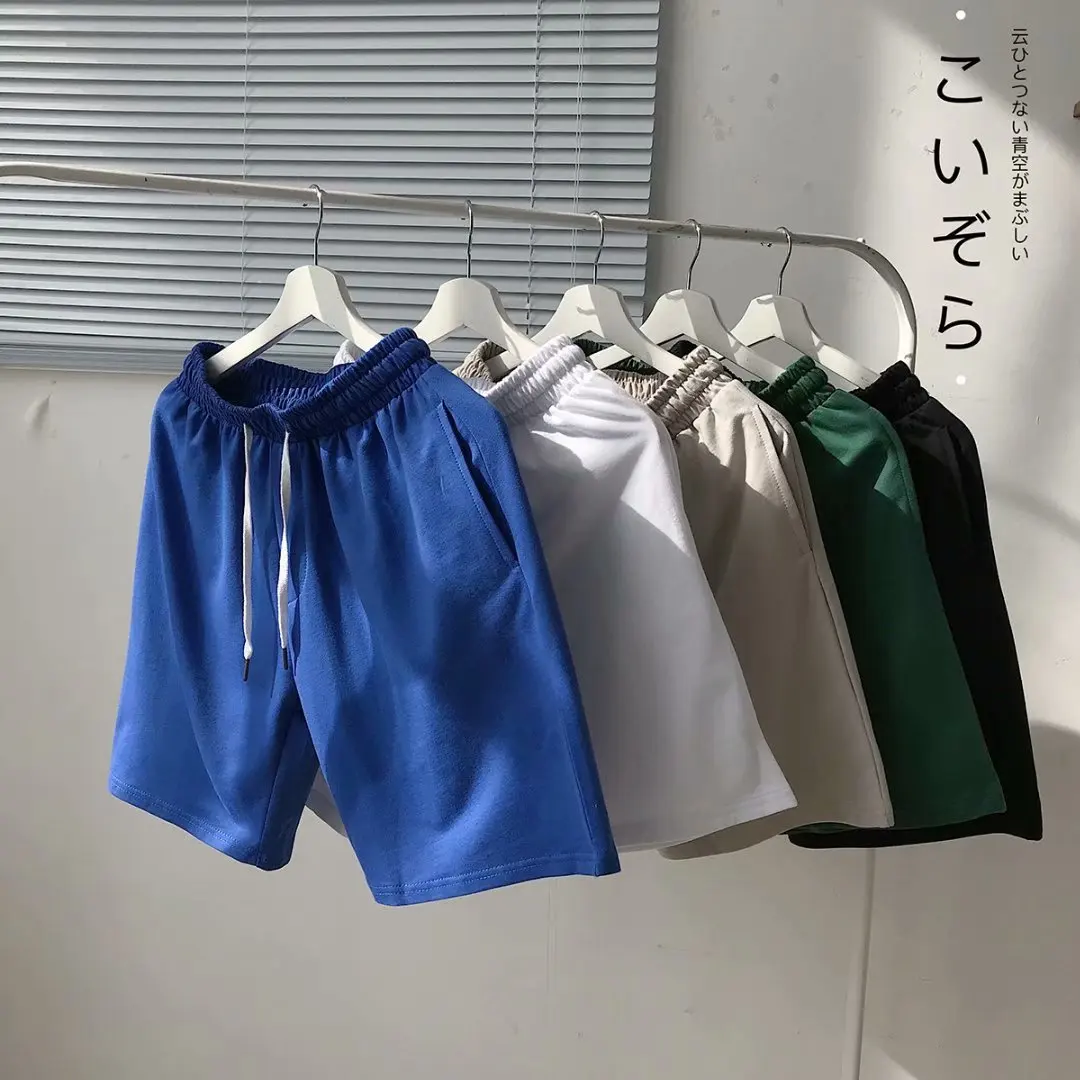 2023 New Solid Color Shorts Men's Summer 5-Point Casual Pants Men's Middle Pants Casual Beach Pants Men's Sports Shorts Fashion