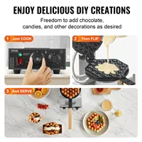 SucceBuy – gaufrier à bulles d'œufs Commercial, 1400W, antiadhésif, en acier inoxydable, avec 180 °   2 poêles rotatives et poignées en bois 6