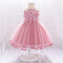 Newborn Ceremony 1st Birthday Dress For Baby Girl Clothes Embroidery Baptism Princess Dress Lace Girls Party Gown Vestido 0-2Y