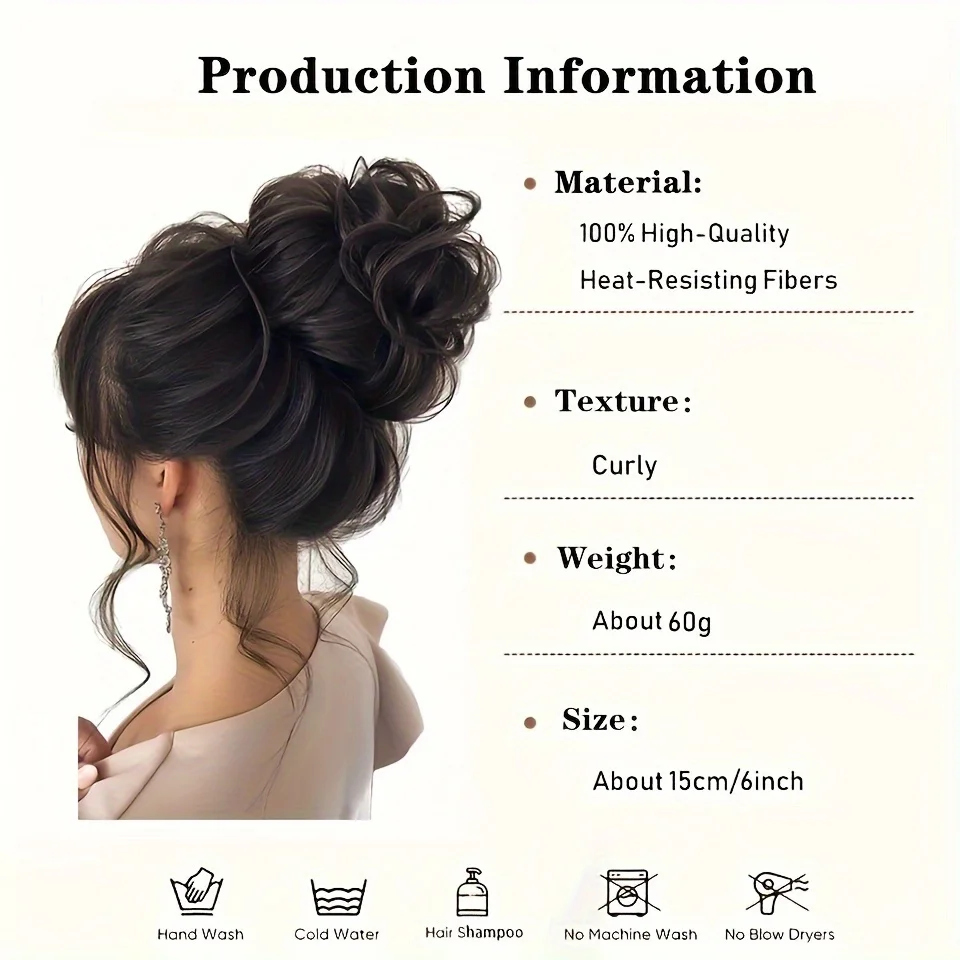 Synthetic Curly Hair Bun Extension for Women