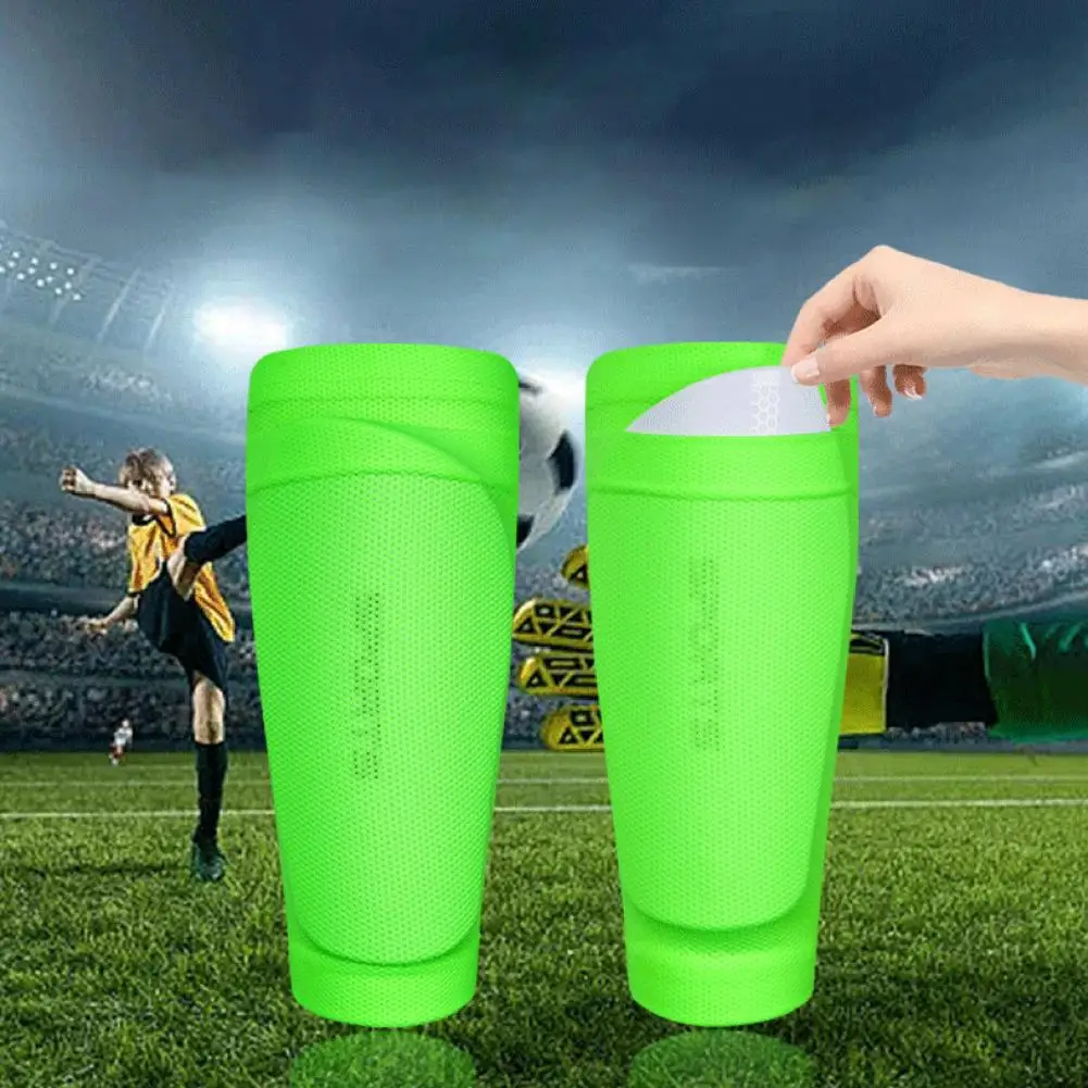 1 Pair Football Shin Pads with Elastic Sleeves Seamless Slip-Resistant High-Strength Impact Resistant Soccer Shin Guards