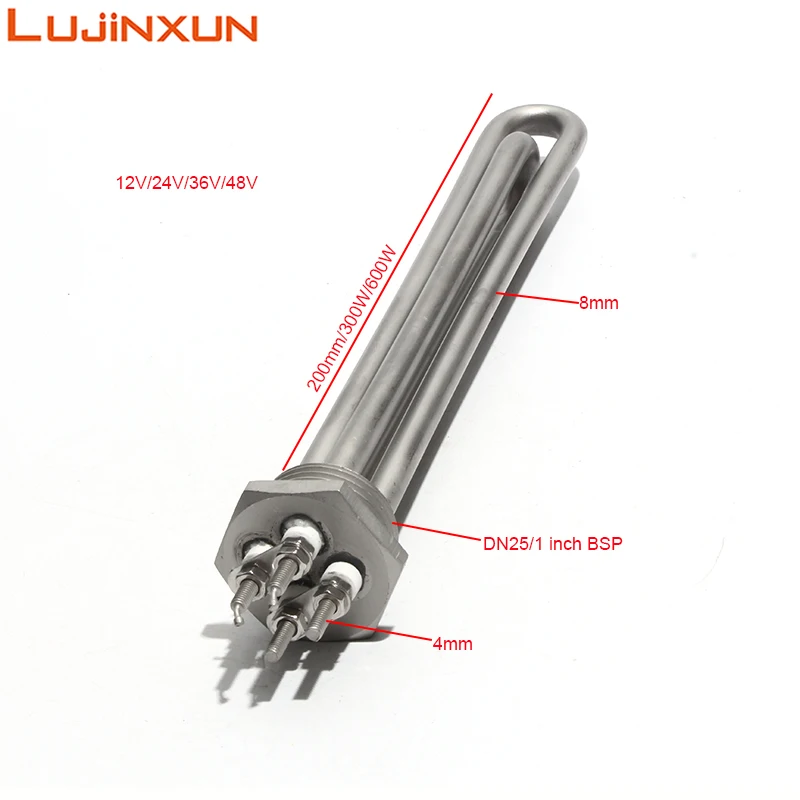 Lujinxun 1inch DN25 Tubular Heaters 12/24/48V 300/600W 200mm Heating Element  For Solar Water Heater/Tank 304 Stainless Steel - AliExpress