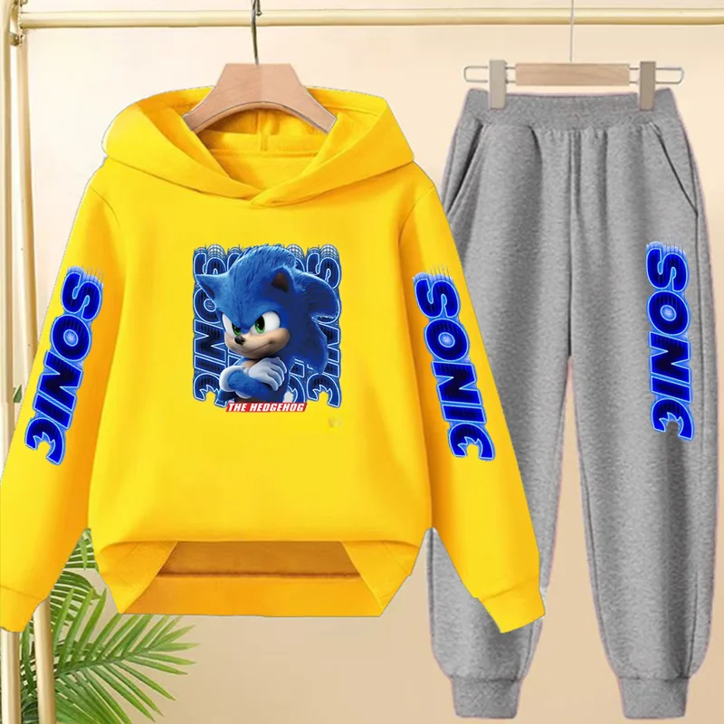 Cozy Blue Kitten Print Winter Sweatshirt and Jogger Set