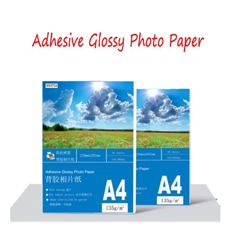 

A4 50sheets A6 100sheets 135g 150g high Glossy Self Adhesive Inkjet Printing with back glue sticker photo paper