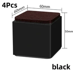 4 - Piece Furniture Leg Pads Set - Sofa & Table Height Boosters, Cushioned Non - Slip Raising Mats (Square - black - 50mm)