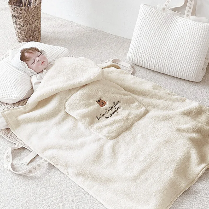 Fleece Blanket Flannel Baby Blanket Coral Fleece Stroller Cover Cute Bear Winter Windproof Kids Blankets Infant Nap Warm Quilt Swaddle Wrap fleece blanket,swaddle blanket,coral velvet blanket
