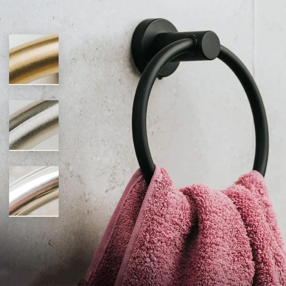 Modern SUS304 Stainless Steel Wall-Mounted Round Towel Ring Holder for Bathroom Hand Towels Elegant Design Towel Rack Hanger