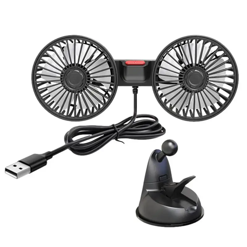 

Car Cooling Fan USB Double Heads Vehicle Fan High Rotational Speed 360 Degree Rotatable Cooling Fan Automotive Accessories