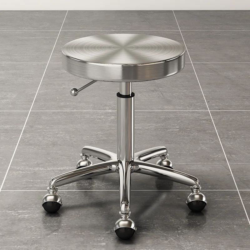 Stainless Steel Beauty Salon Dedicated Stool Barber Shop Stool Pulley Lifting Barber Chairs Nail Makeup 의자 Hair Salon Furniture