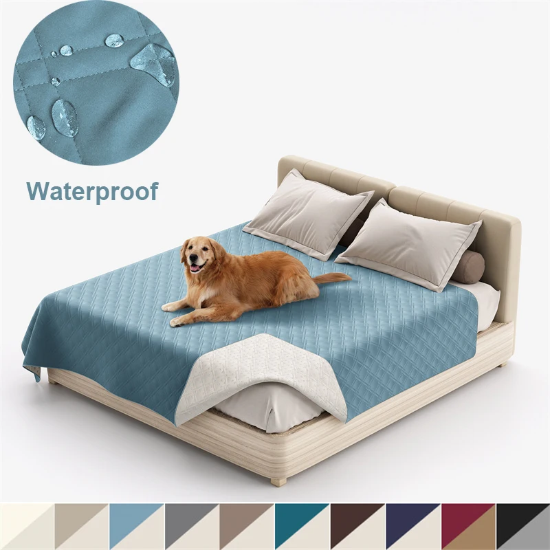 WaterproofBedspreadPetsDogCatKidsUrinePadBedSheetCoverQuiltedMattressPadsWashable