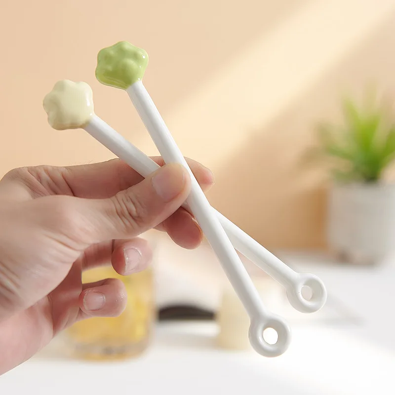 Bottle Feeding Milk Powder Blender Underglaze Ceramic Mixing Rod Cute Cat Paw Handle Mixing Rod