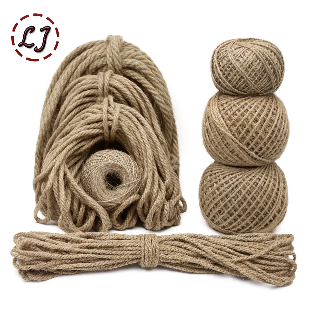 Natural Jute Rope String 1mm-12mm Crafts DIY Vintage Jute Cord Twine Sewing Party Wedding Christmas Home Decortion