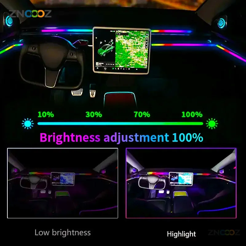 18IN1 Neon Car Interior Ambient Lights APP DIY Control Acrylic Strip Light Guide Fiber Optic RGB Auto Decoration Atmosphere Lamp