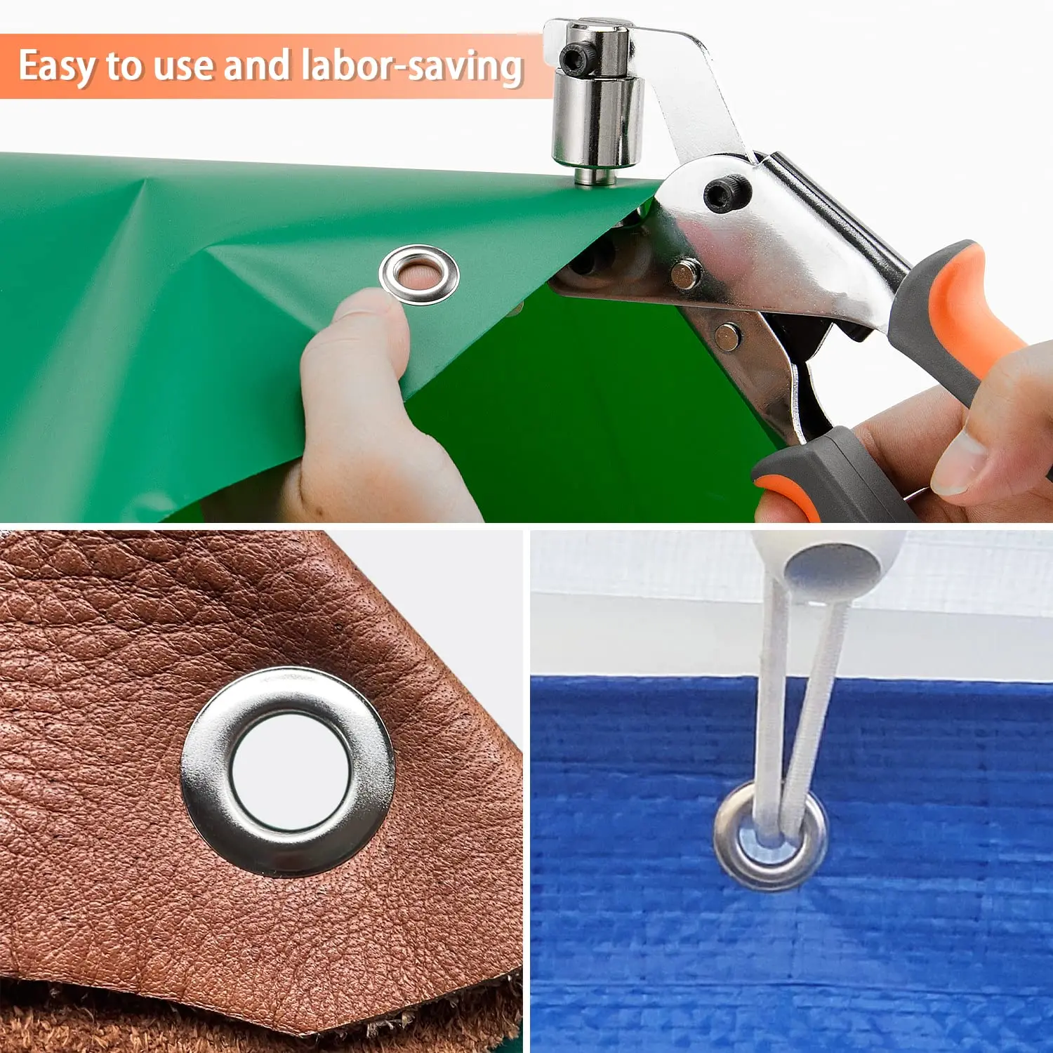 Grommet Pliers Kit Tools Handheld Hand Press Metal Eyelet Hole Punch Plier for Leather Canvas Clothing DIY Tarp Ring 6mm 10mm