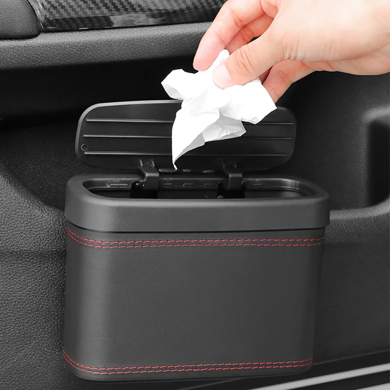 Pressing Type Automatic Lid Opening Car Trash Bin Vehicle Garbage Dust Case Storage Boxes Auto Interior Accessories Trash Can
