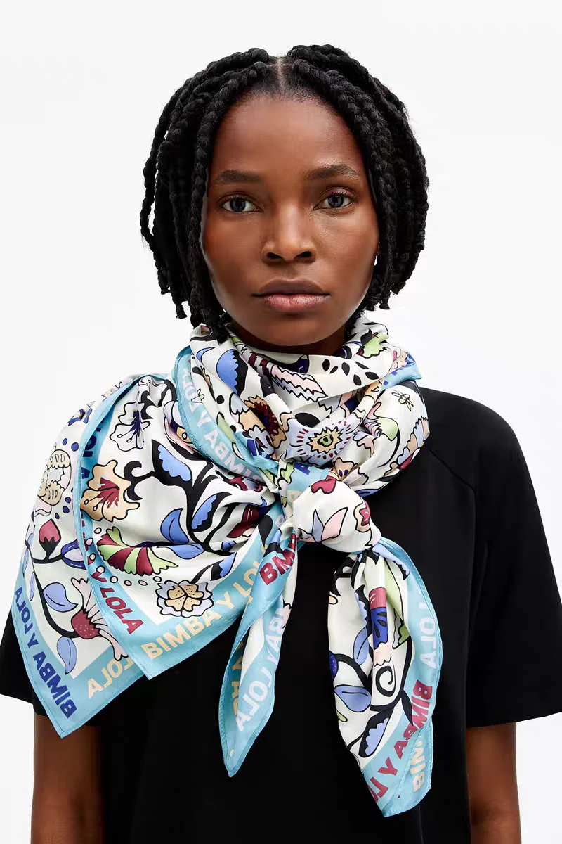Spanish Print Art Shawl Large Square Scarf