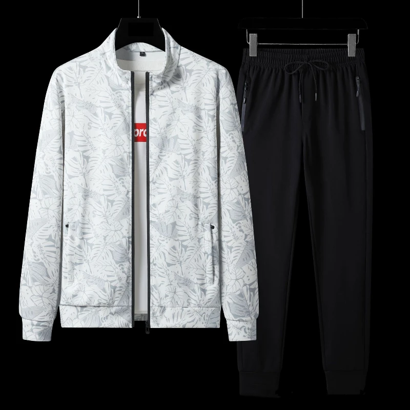 7XL Large Size Spring And Autumn Two-Piece Youth Sports Suit Men's Casual Loose Sportswear