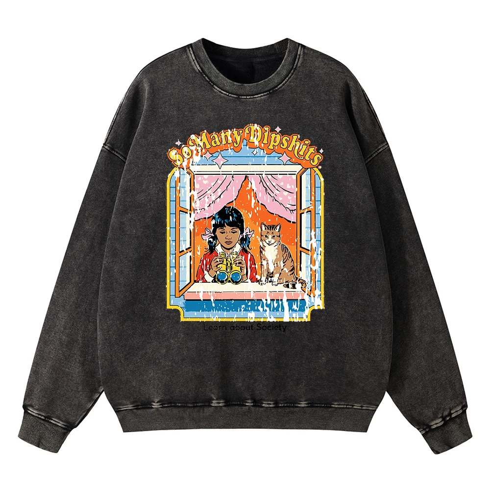 thumbnail image 1 of Sudadera holgada de algodón con capucha suave y de gran tamaño para hombre, ropa de sociedad, estilo vintage, desgastada, con lavado y transporte de un gato, 1 of 5