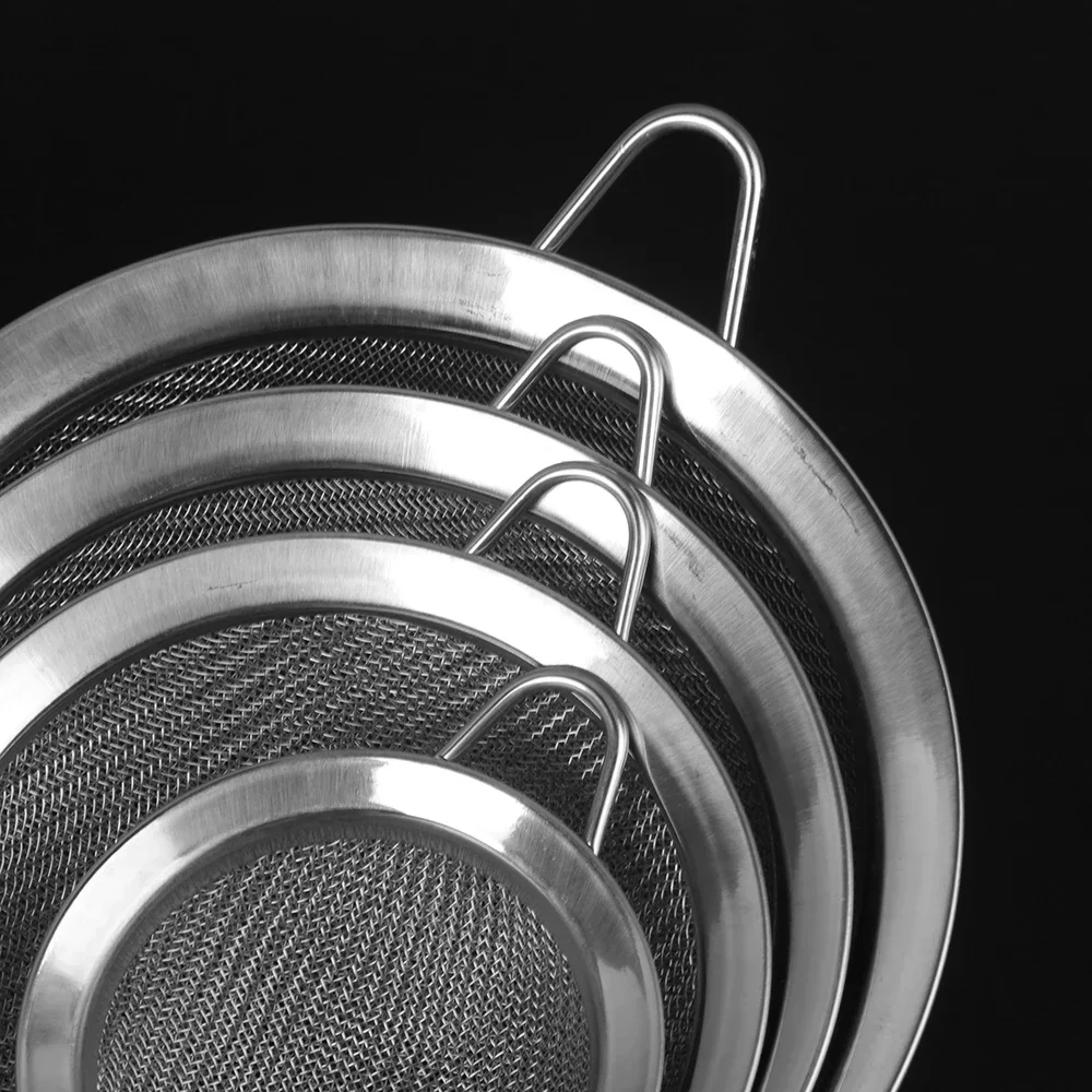 Stainless Steel Wire Fine Mesh Oil Strainer Flour Colander Tea Sifter Kitchen Sieve Filter Tool Metal Strainer Set  Long Handle