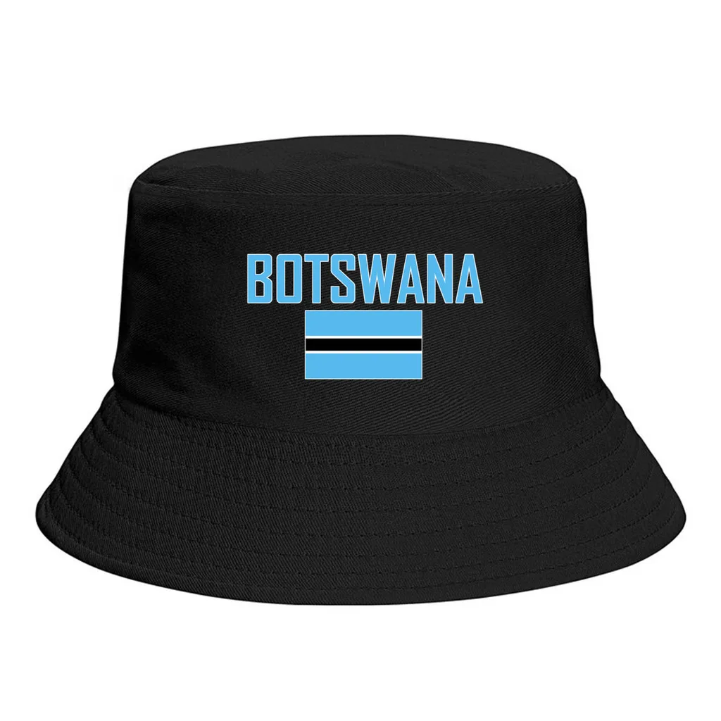 Botswana Flag Bucket Hats Print Cool Fans Sun Shade Simple Classic Outdoor Summer Fisherman Caps Fishing Cap