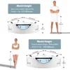 59" Corner Whirlpool Bathtub with Heater，Spa Hydromassage with Chromatherapy，2 Person Jetted Tub with Light，Acrylic，Bathtub 5